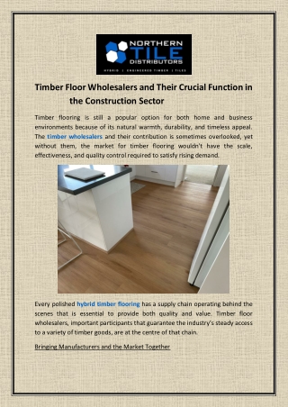 Timber Floor Wholesalers and Their Crucial Function in the Construction Sector