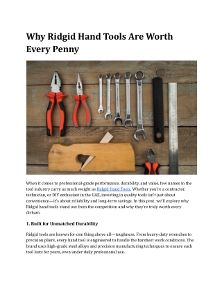 Why Ridgid Hand Tools Are Worth Every Penny
