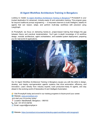 AI Agent Workflow Architecture Training in Bengaluru