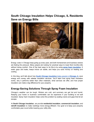 South Chicago Insulation Helps Chicago, IL Residents Save on Energy Bills