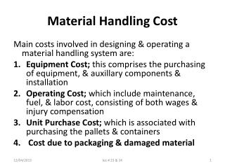 Material Handling Cost