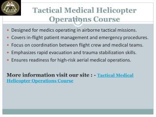 Tactical Medical Helicopter Operations Course