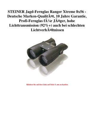 4218 STEINER Jagd-Fernglas Ranger Xtreme 8x56 - Deutsche Marken-QualitÃƒÂ¤t  10 Jahre Garantie  Profi-Fe