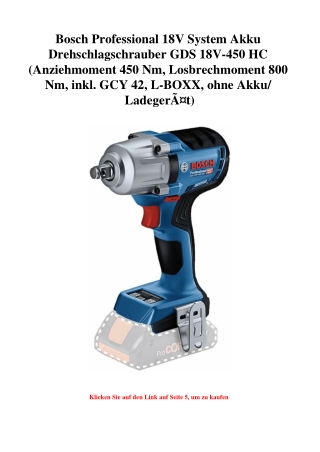 8360 Bosch Professional 18V System Akku Drehschlagschrauber GDS 18V-450 HC  Anziehmoment 450 Nm  Losbrec