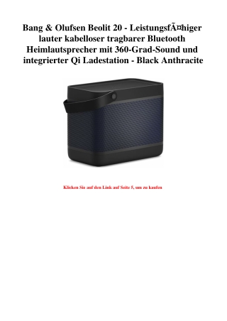 2840 Bang   Olufsen Beolit 20 - LeistungsfÃƒÂ¤higer lauter kabelloser tragbarer Bluetooth Heimlautsprech