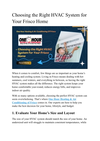 Frisco Homeowners: Upgrade to the Right HVAC System