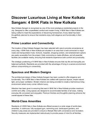 Discover Luxurious Living at New Kolkata Sangam 4 BHK Flats in New Kolkata