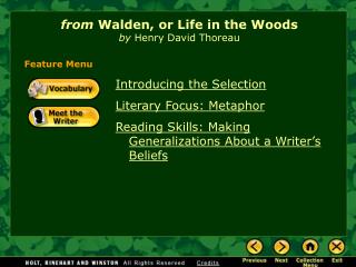 from Walden, or Life in the Woods by Henry David Thoreau
