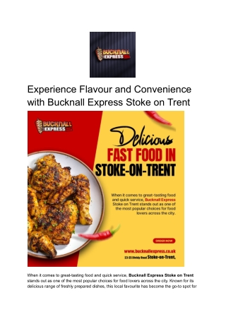 Experience Flavour and Convenience with Bucknall Express Stoke on Trent