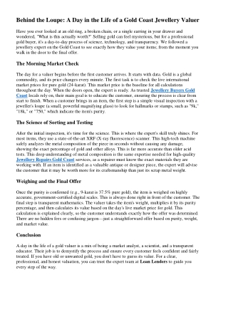 Behind the Loupe A Day in the Life of a Gold Coast Jewellery Valuer