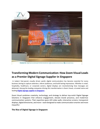 Transforming Modern Communication How Zoom Visual Leads as a Premier Digital Signage Supplier in Singapore