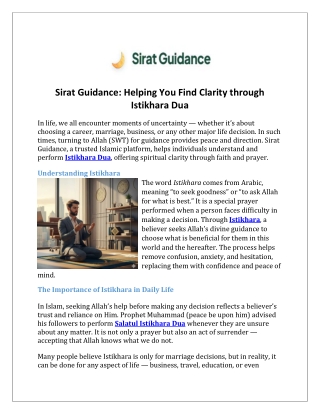 Sirat Guidance Helping You Find Clarity through Istikhara Dua