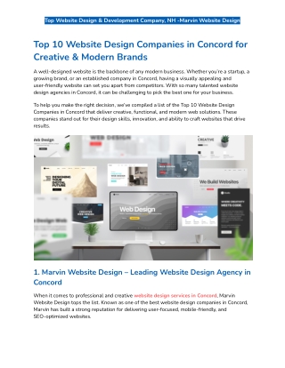 Top 10 Website Design Companies in Concord for Creative & Modern Brands