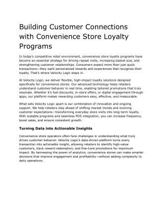 Building Customer Connections with Convenience Store Loyalty Programs