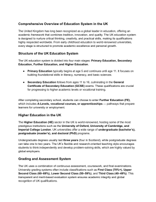 Education System in the UK