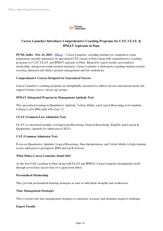 Career Launcher Introduces Comprehensive Coaching Programs for CAT, CLAT, & IPMA
