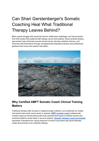Can Shari Gerstenberger's Somatic Coaching Heal What Traditional Therapy Leaves Behind_