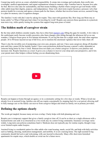 Short-Term Respite, Long-Term Peace of Mind: Balancing Caregiver Breaks with Par