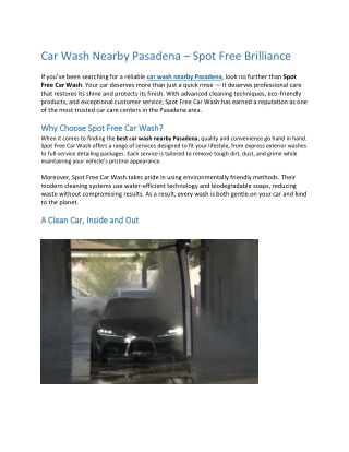 Car Wash Nearby Pasadena – Spot Free Brilliance