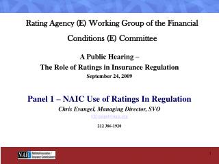 Rating Agency (E) Working Group of the Financial Conditions (E) Committee