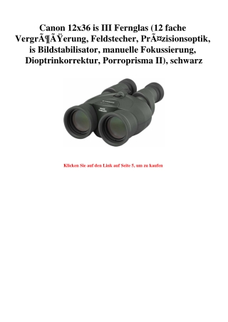2958 Canon 12x36 is III Fernglas  12 fache VergrÃƒÂ¶ÃƒÂŸerung  Feldstecher  PrÃƒÂ¤zisionsoptik  is Bilds