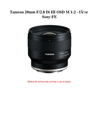 6605 Tamron 20mm F 2.8 Di III OSD M 1 2 - fÃƒÂ¼r Sony-FE 