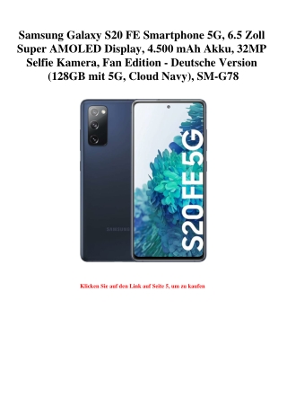 4097 Samsung Galaxy S20 FE Smartphone 5G  6.5 Zoll Super AMOLED Display  4.500 mAh Akku  32MP Selfie Kam