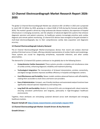 12 Channel Electrocardiograph Market is Rising in Upcoming Years | 2035
