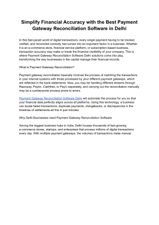 Simplify Financial Accuracy with the Best Payment Gateway Reconciliation Software in Delhi