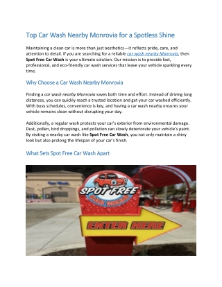 Top Car Wash Nearby Monrovia for a Spotless Shine