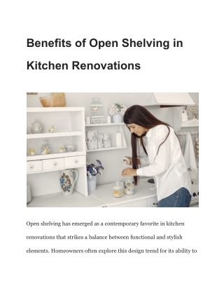 Benefits of Open Shelving in Kitchen Renovations
