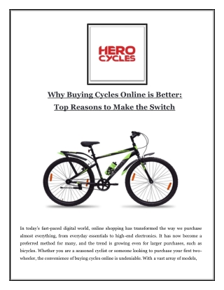 Why Buying Cycles Online is Better Top Reasons to Make the Switch