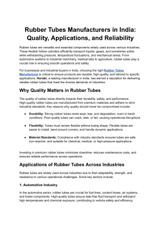 Rubber Tubes Manufacturers in India_ Quality, Applications, and Reliability