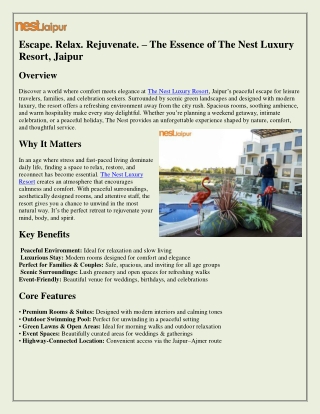 Explore Calm & Comfort — Your Official Nest Resort PDF Guide