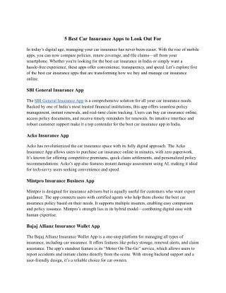 5 Best Car Insurance Apps to Look Out For