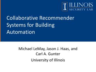 Collaborative Recommender Systems for Building Automation