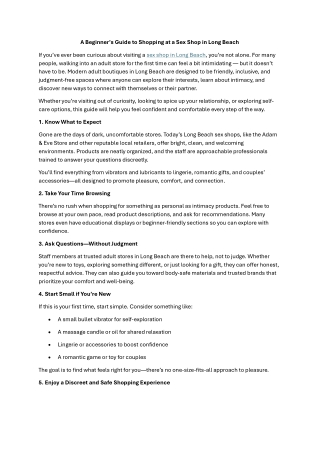 A Beginner’s Guide to Shopping at a Sex Shop in Long Beach