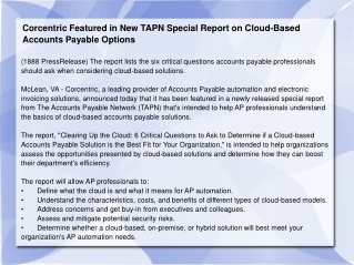 Corcentric Featured in New TAPN Special Report