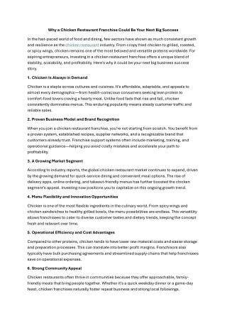 Why a Chicken Restaurant Franchise Could Be Your Next Big Success