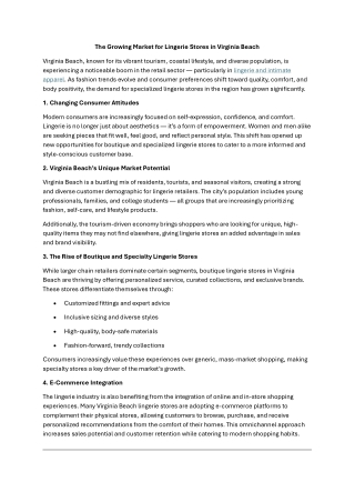 The Growing Market for Lingerie Stores in Virginia Beach