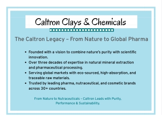 Natural Sources, Global Standards – Caltron’s Journey as India’s No.1 Pharma Raw Material Manufacturer.