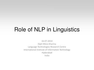 Role of NLP in Linguistics