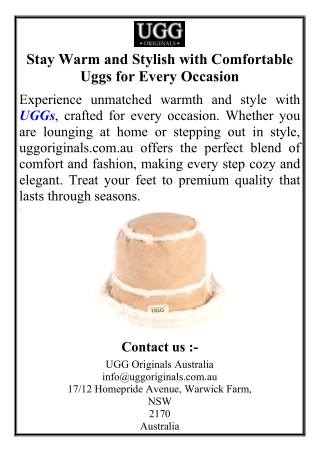 Stay Warm and Stylish with Comfortable Uggs for Every Occasion