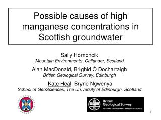Possible causes of high manganese concentrations in Scottish groundwater