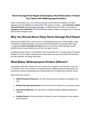 Storm Damage Roof Repair