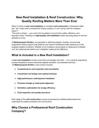 New Roof Installation