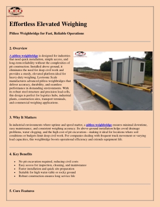 Pitless Weighbridge Guide – Complete Above-Ground Weighing Solution