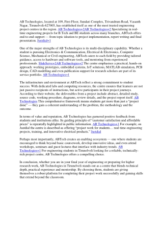 Best engineering project center in Tirunelveli