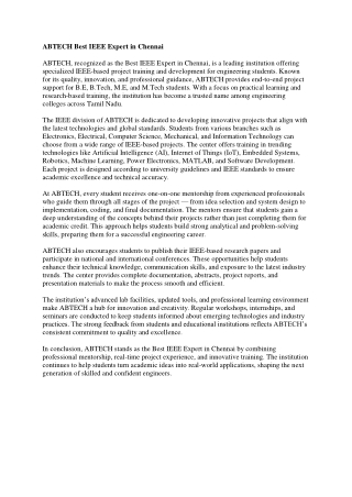 Best IEEE Expert in chennai