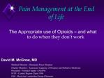 Pain Management at the End of Life